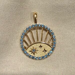 Jane Win 14K Gold Plated Pendant with Blue Crystals